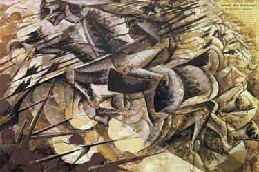 Der Angriff der Lanzenreiter, 1915 (Collage)